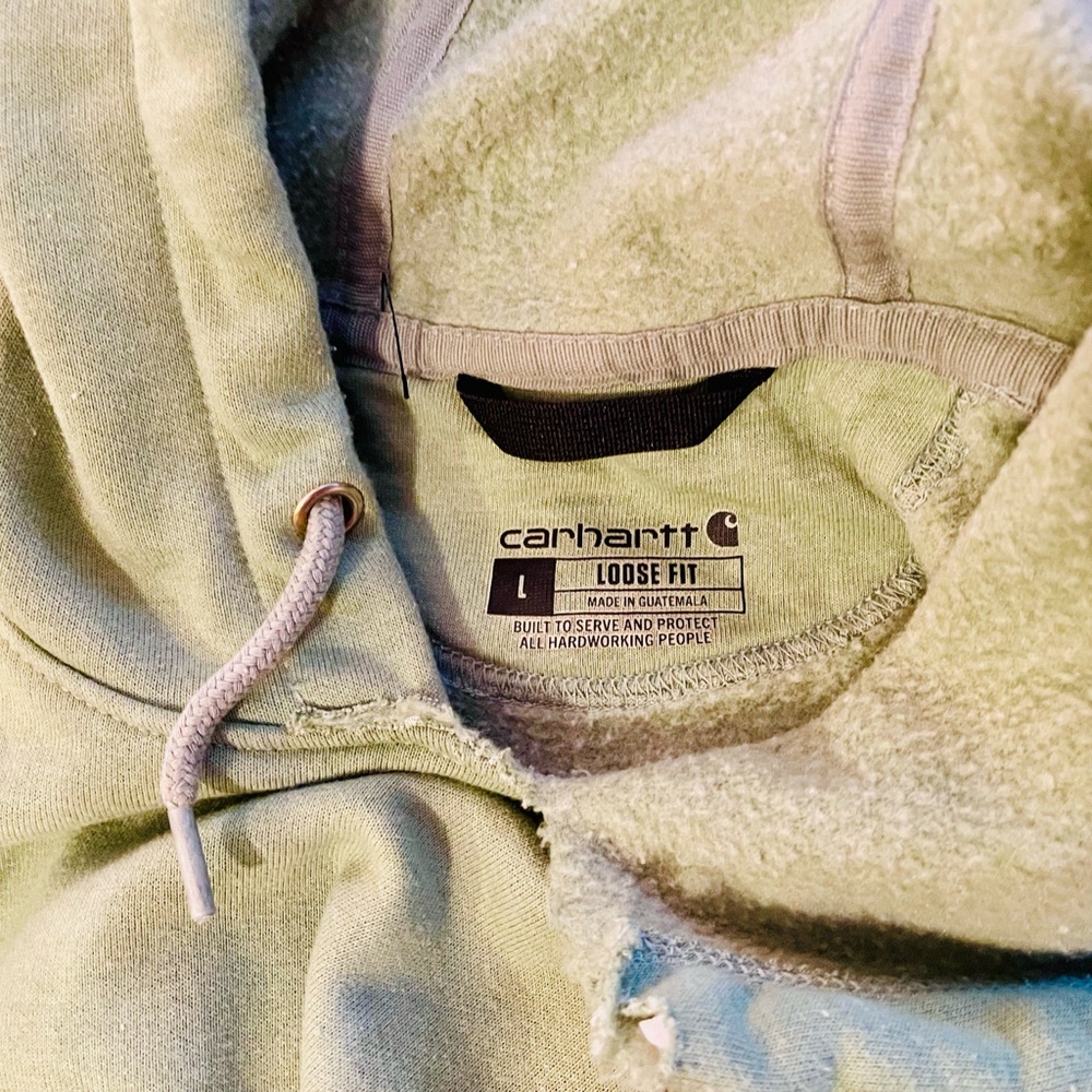 Carhartt Hooded Sweatshirt | Green /w Orange Logo | Durable Workwear - Picture 7 of 7